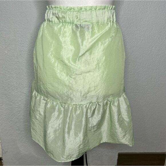 New! Topshop Flare Teared Mini Light Lime Green Girls Skirt Sz 12 - Picture 3 of 9